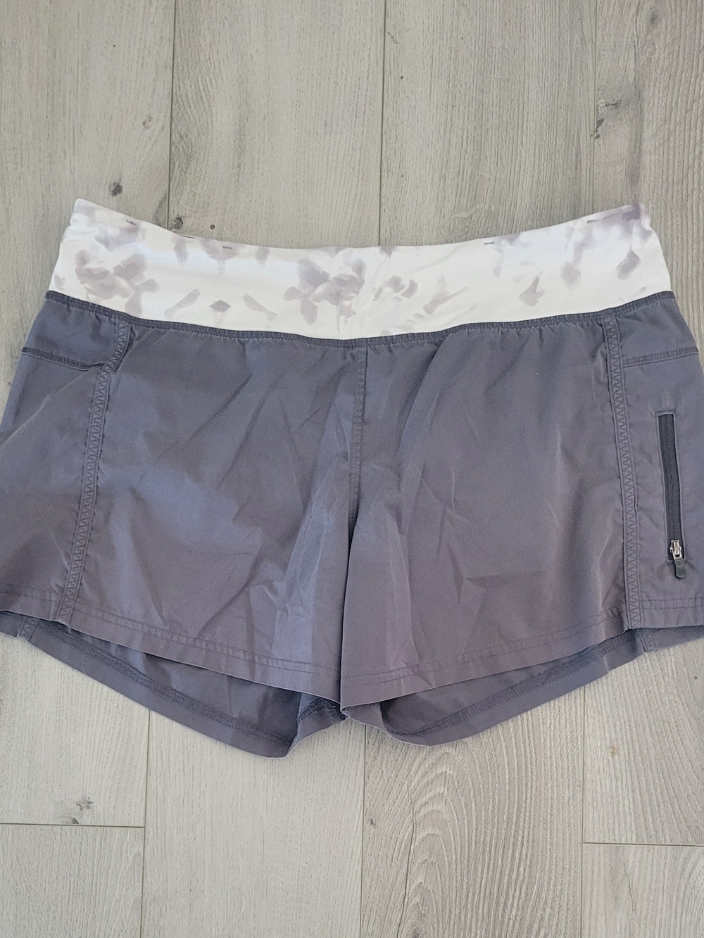 lululemon athletica Gray Athletic Shorts with White Patterned Waistband